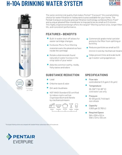 Miniatura 5 de Pentair Everpure H-104 - Cartucho de filtro de cambio rápido, EV961211, para uso en el sistema de agua potable Everpure H-104, capacidad de 1000