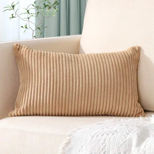 Miniatura 403 de Artscope Fundas de Almohada de Pana a Rayas Acogedoras Súper Suaves Decorativas Cuadradas Fundas de Cojín para Sofá Sillón Dormitorio Decoración