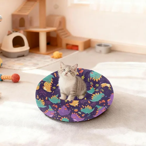Miniatura 3 de Pet Dog Bed Calming Anti Anxiety Fluffy Cat Cave Bed for Extra Small Size Pets Sleeping S Cute Dinosaur Cartoon Halloween Witch Spiders Web