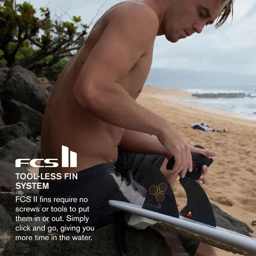 Miniatura 6 de FCS II Mick Fanning Neo Carbon - Tres aletas grandes de carbono, color negro y carbón, diseñadas para potencia, velocidad y respuesta rápida, ideal