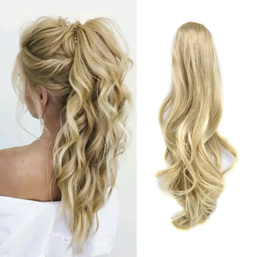 Miniatura 26 de Natural Mujeres Onduladas Chic Garra Pinza Pinza Cola de Caballo Coqueto Capa Extensión de Pelo 14" Rizado Fibra de Alta Temperatura Extensión de 1#