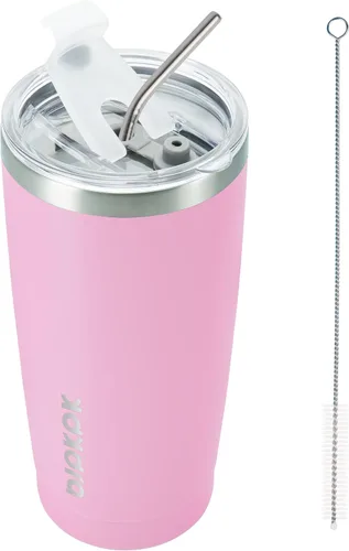 Miniatura 28 de BJPKPK - Vaso de 30 onzas con tapa y pajilla, de acero inoxidable con aislamiento de doble pared al vacío, color azul marino A-Azul Marino-30oz