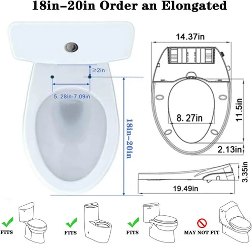 Miniatura 5 de Asiento de inodoro con boquilla doble autolimpiante, no eléctrico, separado trasero y femenino, spray de agua natural, asiento de inodoro de cierre