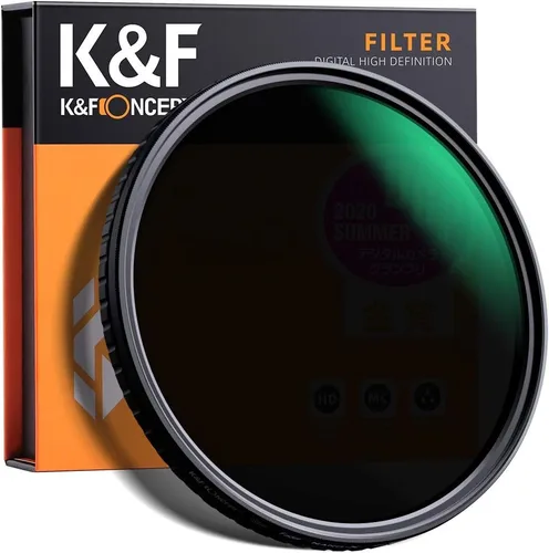 K&F Concept Filtro ND variable de 1.457 in ND2-ND32 Filtro de lente de cámara (1-5 paradas) Filtro de densidad neutra HD sin cruz X con 28