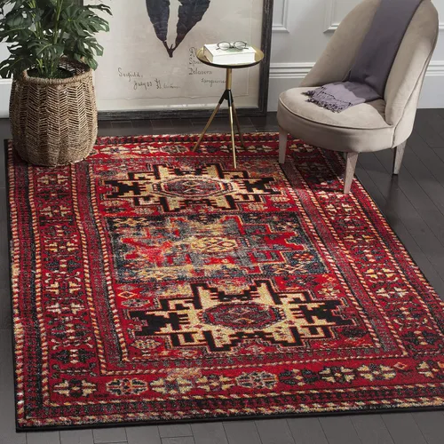 SAFAVIEH Vintage Hamadan Collection Alfombra de Acento - 2.7 x 5 pies, Rojo & Multicolor, Diseño Oriental Persa, Sin Desprendimiento y Fácil