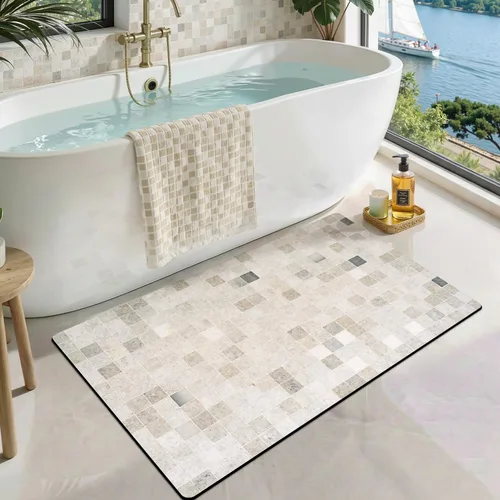 Miniatura 22 de LUMI Tapetes de baño ultra delgados, superabsorbentes, de secado rápido, antideslizantes, para debajo de la puerta, bañera, lavabo y ducha, 17 x 30
