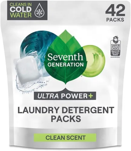 Seventh Generation, Paquetes de detergente para ropa Ultra Power Plus 42 unidades, 29.6 onzas