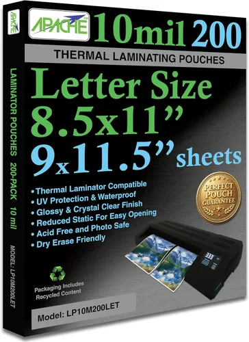 Miniatura 12 de Apache Poster Size Laminating Pouches, 2 Mil, 10 Pack, Holds 24 x 36 Inch Projects (25 x 37 Inch Pouch Size), Thermal Laminator Compatible