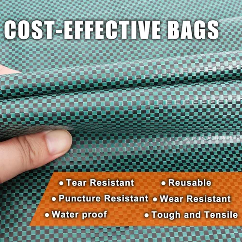 Miniatura 4 de Joyhalo Bolsas de basura reutilizables para patio, 72 galones, paquete de 6, resistentes con guantes de jardinería y 4 asas, soportables, camping