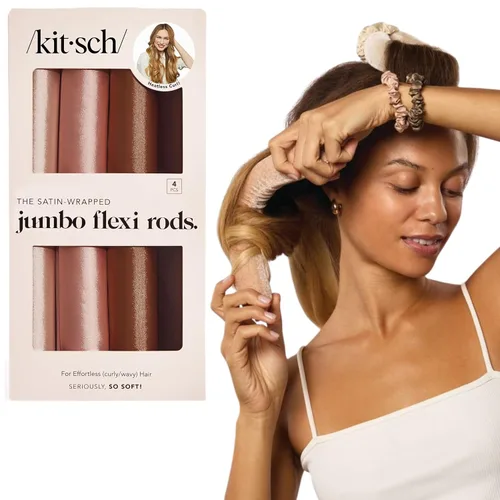 Miniatura 9 de Kitsch Rizadores de Cabello de Satén Sin Calor – Rizadores de Cabello Sin Calor para Dormir y Obtener Rizos Durante la Noche – Varillas Rizadoras