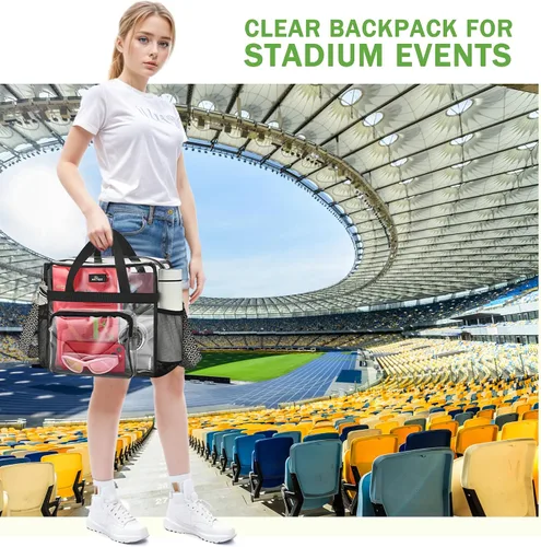 Miniatura 14 de MAY TREE Bolsa transparente para eventos en estadios de 12 x 6 x 12 pulgadas, bolsa de almuerzo transparente con correas reforzadas para trabajo