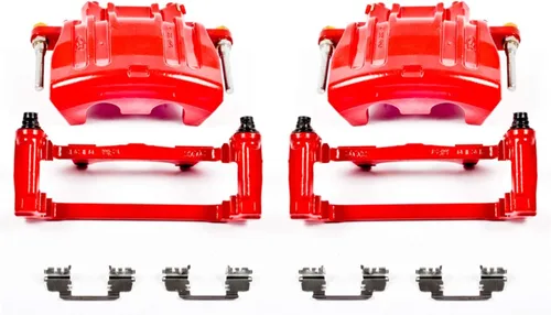 PowerStop Par de pinzas de freno delanteras con recubrimiento en polvo rojo para Chrysler 200 2014 |300 2012 |300 2016-21 |Dodge Challenger 2012-17
