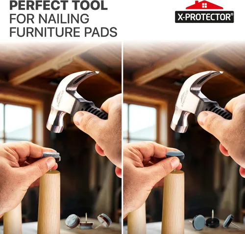 Miniatura 3 de X-Protector Almohadillas para Muebles con Martillo de Clavos - Martillo Magnético Pequeño con Garra para Instalar Protectores de Piso para Patas
