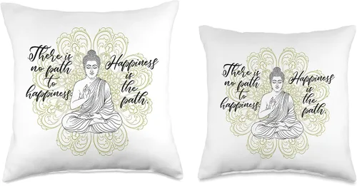 Miniatura 3 de Buda Groove THERE IS NO Path to Happiness Buddha Buda Meditating Mandala, 16 x 16 pulgadas, multicolor