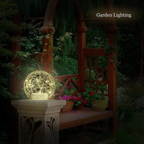 Miniatura 8 de Lámpara LED de globo agrietado de 6 pulgadas, funciona con pilas, luz de bola de vidrio agrietado de mercurio dorado con interruptor inferior