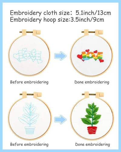 Miniatura 3 de Pllieay 10 kits de punto de cruz para principiantes, kits de bordado para principiantes para niños de 7 a 13 años, incluye instrucciones, kits