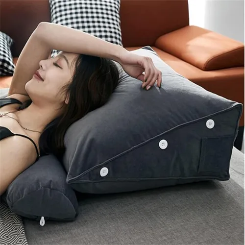 Miniatura 2 de Almohada triangular para lectura y dormir en forma de cuña con almohada ajustable para el cuello, soporte para cuerpo, espalda, lumbar, uso en cama