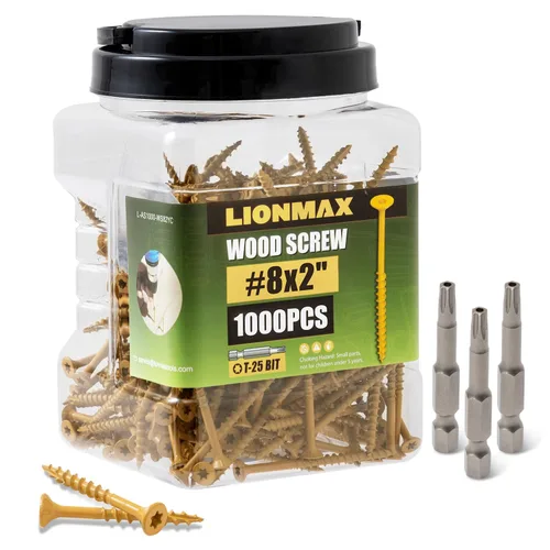 Miniatura 33 de LIONMAX Tornillos para Terraza de 1-5/8 Pulgadas, Tornillos para Madera #8 x 1-5/8", 300 PCS, Resistentes al Óxido, Recubiertos con Epoxi Exterior