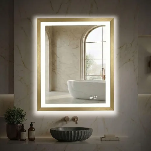 Miniatura 16 de HOUSE REFLECTION Espejo de baño LED de 20 x 28 pulgadas, marco negro, espejo de tocador antivaho con función de memoria, luz regulable y vidrio