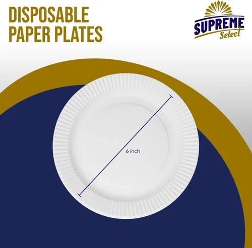 Miniatura 2 de Platos de papel desechables a granel [Juego de 100 6 pulgadas] Plato grande blanco sin recubrimiento, ideal para fiestas de cumpleaños, bodas