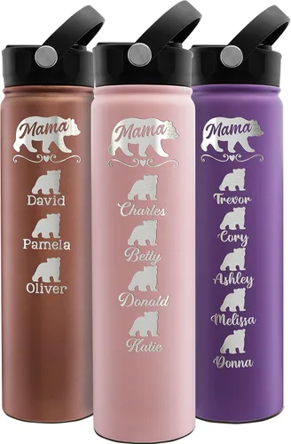 Miniatura 10 de Amazing Items Vaso personalizado de mamá oso, 20 o 30 onzas, 13 colores, nombres de hasta 5 cachorros, regalos para nueva mamá, vaso personalizado