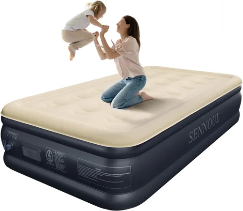 Miniatura 9 de SENNOUL Colchón de aire tamaño individual con bomba incorporada, autoinflable rápido de 2 minutos, cama inflable máxima de 13 pulgadas/550 libras