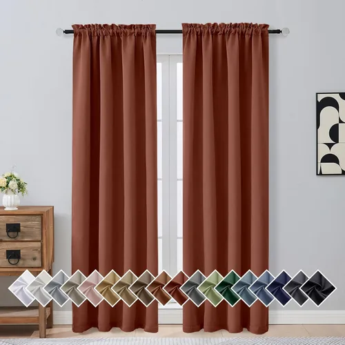 Miniatura 140 de OVZME Cortinas opacas turquesa para tratamiento de ventanas pequeñas, cortinas cortas con bloqueo de luz para ventana de cocina sobre el fregadero