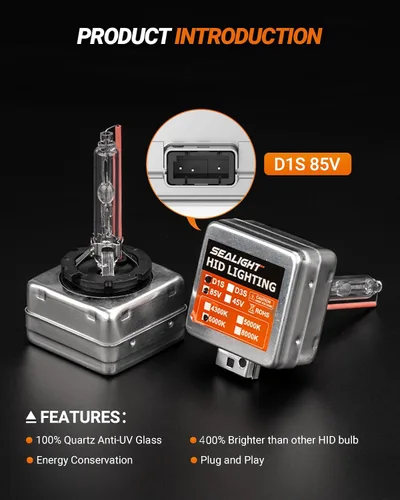 Miniatura 4 de SEALIGHT Bombilla HID D1S, 6000K blanco frío 400% brillo, 35 W xenón HID repuesto 66144 66140 85140 85415 (85415C1), bombillas antiniebla Plug and