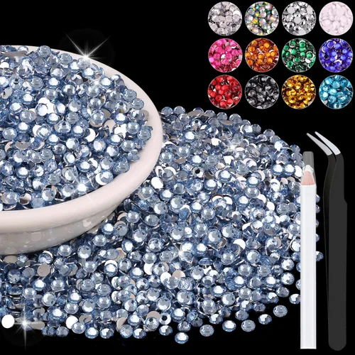 Miniatura 98 de 12000 diamantes de imitación de resina de 0.079 pulgadas a granel para manualidades (transparente), cristales deslumbrantes con parte trasera plana