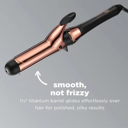 Miniatura 2 de INFINITIPRO BY CONAIR Rizador de titanio de oro rosa de 1 1/2 pulgadas, barril de 1 ½ pulgada produce ondas suaves – para uso en cabello mediano