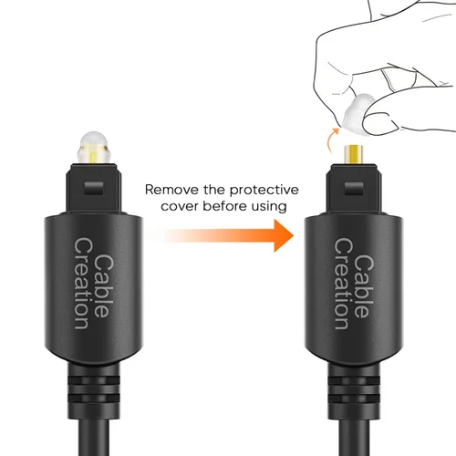 Miniatura 3 de CableCreation Cable de audio óptico, cable de fibra óptica de 3 pies [S/PDIF] con chapado en oro para cine en casa, barra de sonido, TV, PS4, Xbox