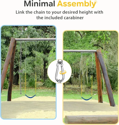 Miniatura 5 de Decorlife Asientos para columpios para exteriores con cadena resistente a la oxidación de 66 pulgadas, accesorios de repuesto para asientos Azul
