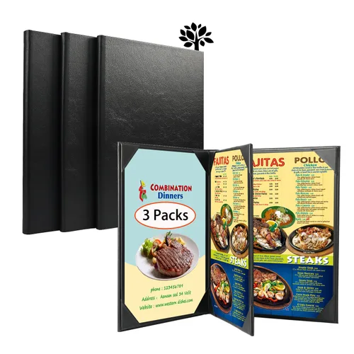 Miniatura 12 de Fundas de cuero para menú con madera fuerte en el interior para 8.5 x 11 pulgadas, soporte de cuero para menú de una sola vista para restaurante
