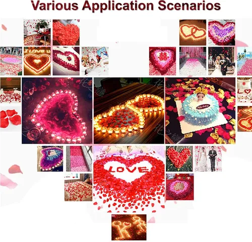 Miniatura 6 de 1000 pétalos de rosa falsos para noche romántica, creación de ambiente festivo romántico, para propuesta de matrimonio, boda, día de San Valentín