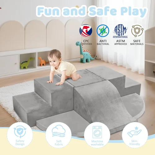 Miniatura 2 de JWPEHOE Juguetes de escalada para niños pequeños de 7 piezas para interiores, bloques de escalada de espuma, estructuras de juego suaves, juguetes