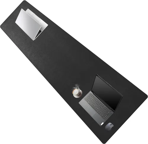 Miniatura 21 de Cacoy Tapete de escritorio de cuero, 70.8 x 24 pulgadas, tamaño mega, extendido, tapete de escritorio profesional para escritorio completo, Negro