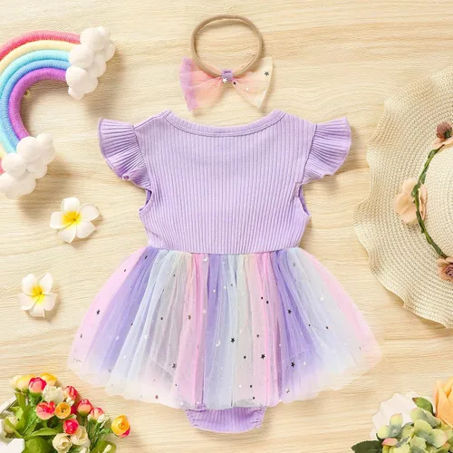 Miniatura 58 de GRNSHTS Traje de bebé niña 1er cumpleaños traje acanalado tul mameluco princesa pastel Smash sesión de fotos ropa + diadema