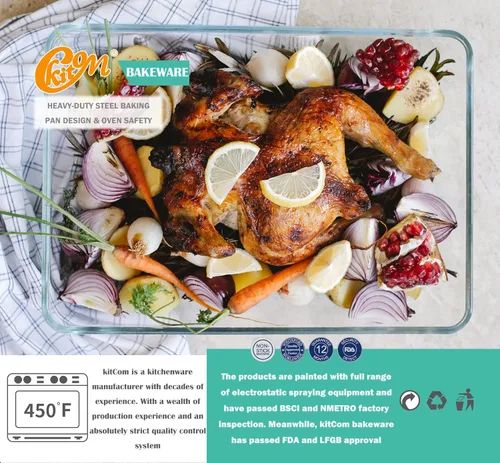 Miniatura 6 de kitCom Bandeja antiadherente para asar, asador con rejilla - Parrilla rectangular de 16 pulgadas adecuada para pavo, pollo asado, jamón, apto