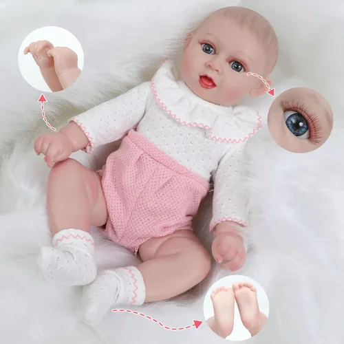 Miniatura 3 de Muñecas realistas de bebé Reborn – Cuerpo suave de vinilo de 17 pulgadas, muñecas realistas recién nacidas, regalo para niños a partir de 3 años