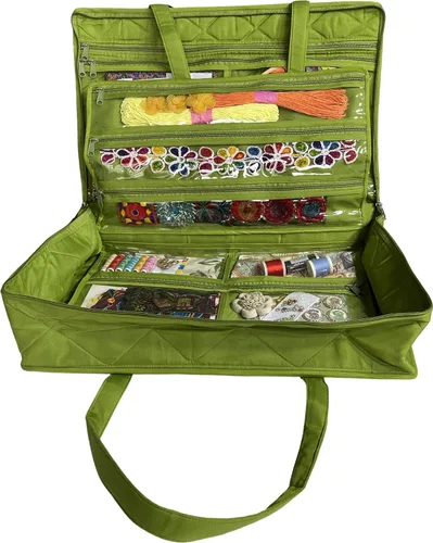 Miniatura 2 de Yazzii Bolsa organizadora Carry All – Bolsa de almacenamiento para manualidades con 20 bolsillos para suministros de acolchado, nociones de costura