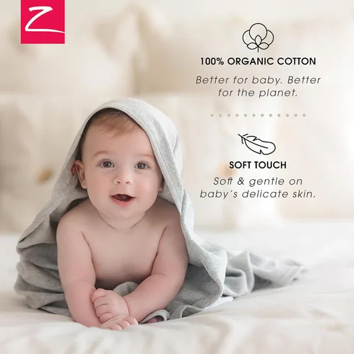 Miniatura 3 de Zutano Toallas de bebé con capucha, toalla de baño de algodón orgánico, toalla de bebé ultra suave y absorbente para recién nacidos y bebés, juego