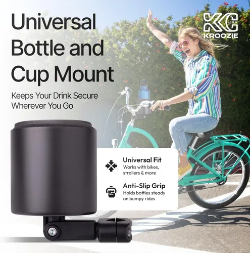 Miniatura 2 de Kroozie Soporte para botellas de bicicleta de lujo, universal, de acero inoxidable, para manillares, para barras verticales o en ángulo y bebidas
