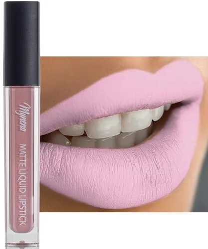 Miniatura 8 de Mynena Lápiz labial líquido mate rosa claro fresco Comodidad duradera A prueba de manchas resistente a transferencias Cobertura completa que