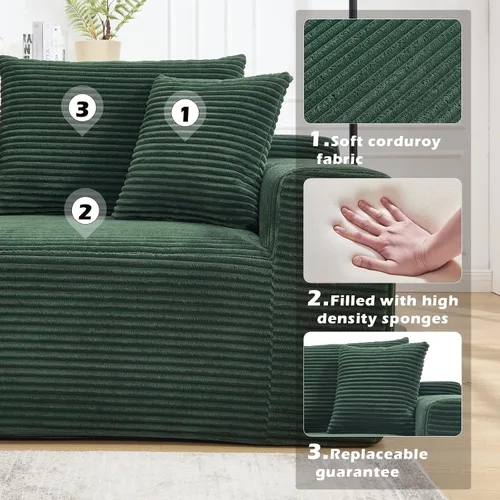 Miniatura 4 de Sofá modular de 108.3 pulgadas para sala de estar, sofá moderno sin hueso, sofá tapizado de espuma de nube con diván, sofá en forma de L