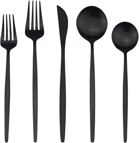 Miniatura 11 de Juego de cubiertos de cobre mate, acabado satinado, 20 piezas, acero inoxidable 18/10, cuchara, tenedor y cuchillo, servicio para 4, utensilios