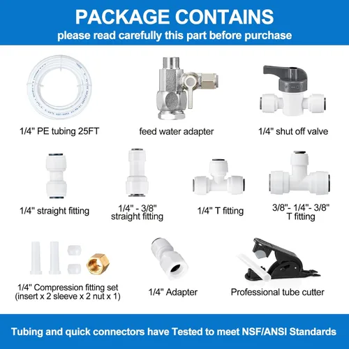 Miniatura 6 de Kit de línea de agua para refrigerador - Kit de instalación de agua para máquina de hielo de grado alimenticio, tubo de agua de 1/4 pulgadas O.D.