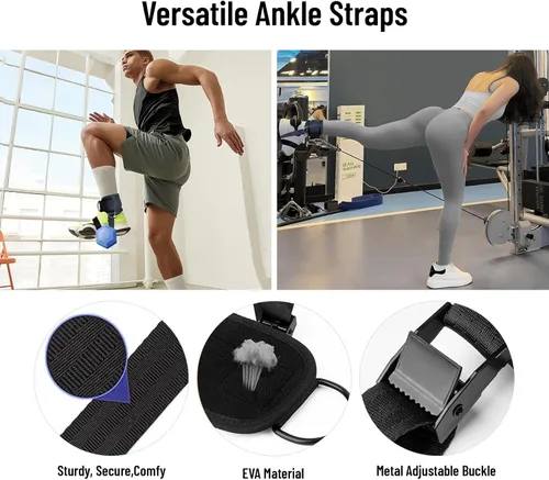 Miniatura 2 de Correas de tobillo para máquina de mancuernas y cables, correas de fijación de mancuernas de pie de mono para entrenador de gimnasio y correas