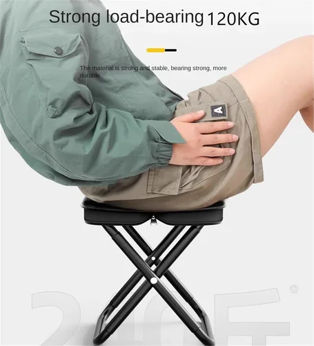Miniatura 7 de Taburete plegable portátil, pequeño taburete portátil para adultos, pesca, senderismo, jardinería y playa con bolsa de transporte, soporta hasta 265
