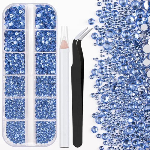 Miniatura 10 de Dos paquetes de diamantes de imitación de parte trasera plana, 4520 piezas, diamantes de imitación coloridos para uñas, multicolor + AB + gemas