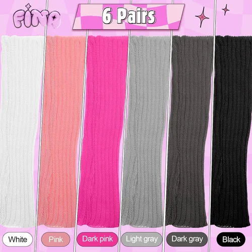 Miniatura 3 de Berlune 6 pares de mangas de brazo kawaii para mujer y niñas, calentadores de brazos de estilo japonés Y2K para disfraz escolar, 6